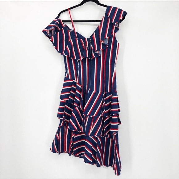 Alice + Olivia Laflora Asymmetrical Ruffle Dress Sz S/4 - Picture 7 of 8